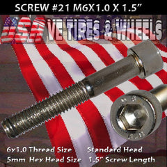 # 21 Cap Screw Standard M6x1.0mm x 1 1/2&quot;