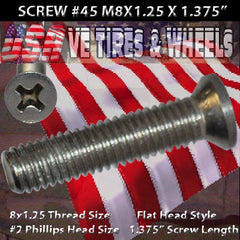 # 45 Cap Screw Flat M8x1.25mm x 1 3/8"