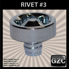 #3 Chrome Rivet 3/4" Head Diameter Star 3/8" Head Height 3/8" Shaft Length 1/4" Diameter Shaft